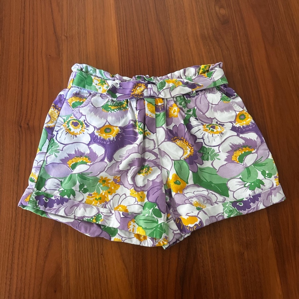 Floral Girls Shorts - Purple, Green, Yellow